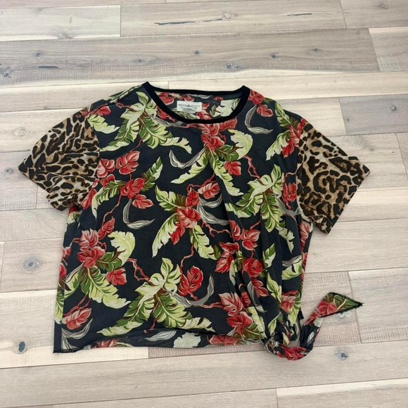 Ralph Lauren Tops - Ralph Lauren multicoloured floral top with leopard print sleeves. Size M